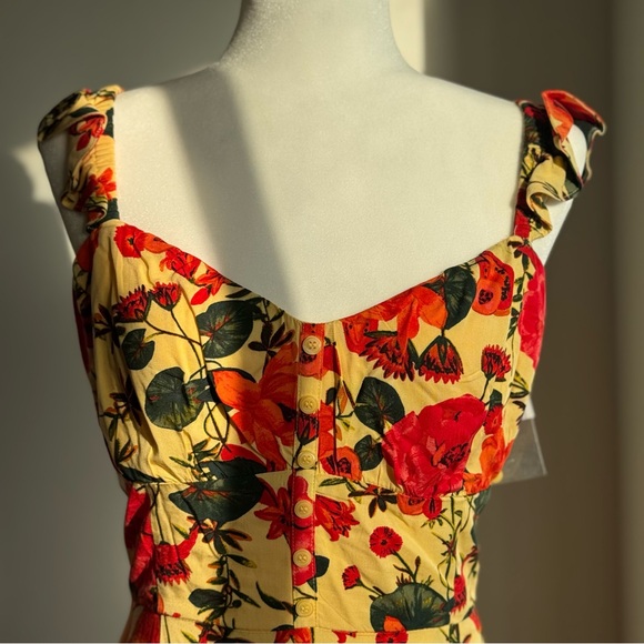 NWT CHELSEA28 Ruffle Midi Dress Layered Floral Ankle Length Boho Cottagecore L - Picture 2 of 15